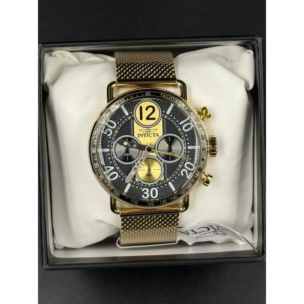 Invicta speedway Men’s Watch 44mm Gold Mesh Band New In Box